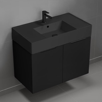 Bathroom Vanity Floating Black Bathroom Vanity, Modern, 32